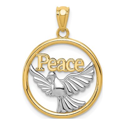 14K Yellow Gold Peace Dove Pendant
