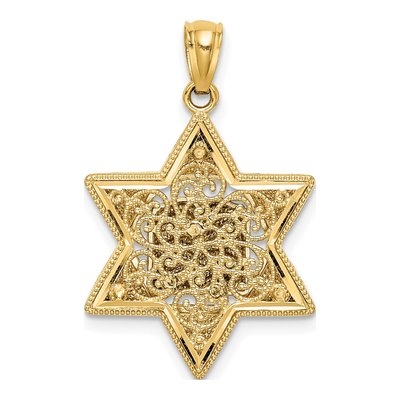 14K Two-Tone Gold Star of David Torah Pendant – view 5