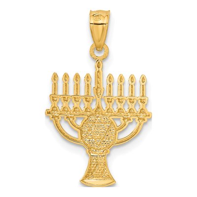 14K Yellow Gold Star of David Menorah Pendant – view 4