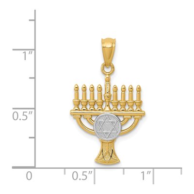 14K Yellow Gold Star of David Menorah Pendant – view 5