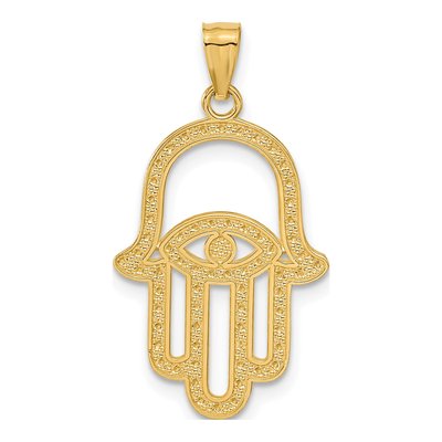 14K Yellow Gold Hamsa Evil Eye Pendant – view 4