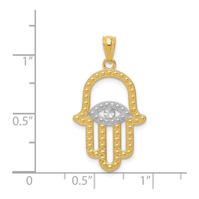 14K Yellow Gold Hamsa Evil Eye Pendant – view 5