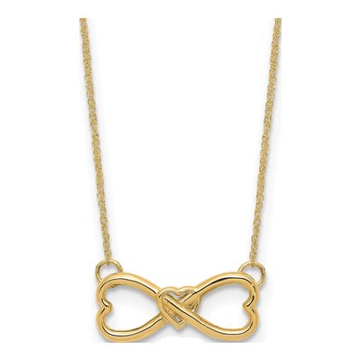 14K Yellow Gold Infinity Heart Pendant Necklace