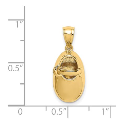 14K Yellow Gold 3D Baby Shoe Pendant – view 5
