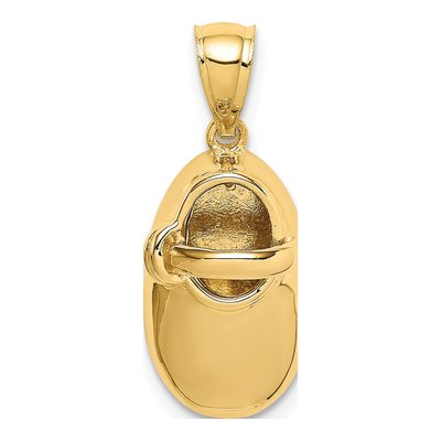 14K Yellow Gold 3D Baby Shoe Pendant