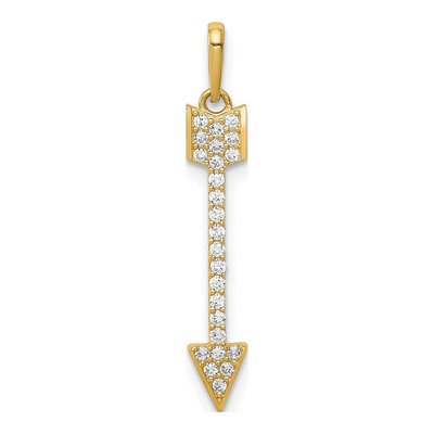 14K Yellow Gold CZ Arrow Pendant