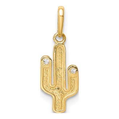 14K Yellow Gold CZ Cactus Pendant – view 4