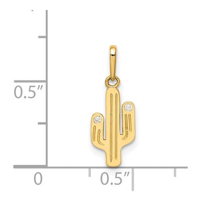 14K Yellow Gold CZ Cactus Pendant – view 5