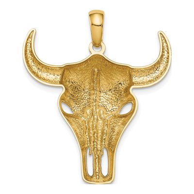 14K Yellow Gold Steer Skull Pendant – view 4