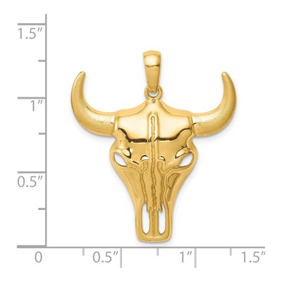 14K Yellow Gold Steer Skull Pendant – view 5
