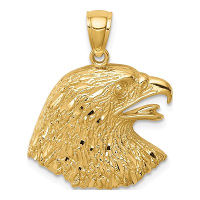 14K Yellow Gold Diamond-Cut Eagle Pendant