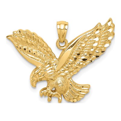 14K Yellow Gold Diamond-Cut Eagle Pendant