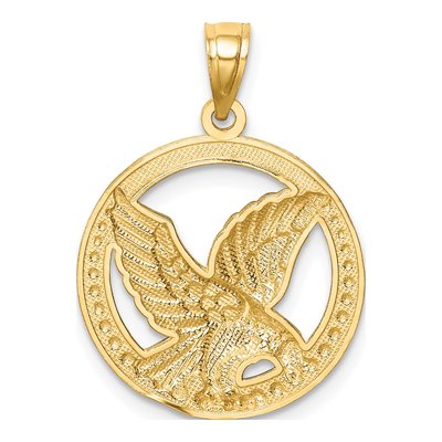 14K Yellow Gold Eagle Circle Pendant – view 4