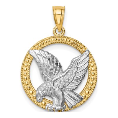 14K Yellow Gold Eagle Circle Pendant