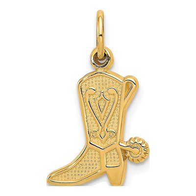 14K Yellow Gold Cowboy Boot Charm