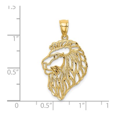 14K Yellow Gold Diamond-Cut Lion Pendant – view 3