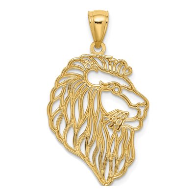 14K Yellow Gold Diamond-Cut Lion Pendant – view 4