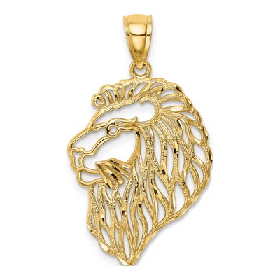 14K Yellow Gold Diamond-Cut Lion Pendant
