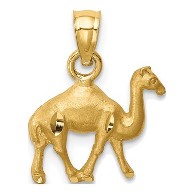 14K Yellow Gold Diamond-Cut Camel Pendant