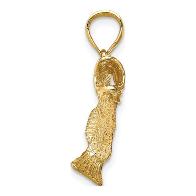 14K Yellow Gold Jumping Fish Pendant – view 3