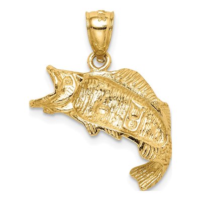 14K Yellow Gold Jumping Fish Pendant – view 4