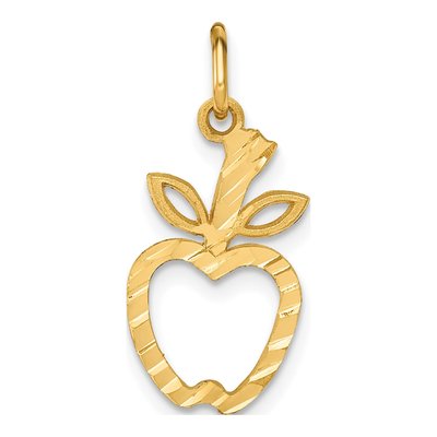 14K Yellow Gold Diamond-Cut Apple Charm