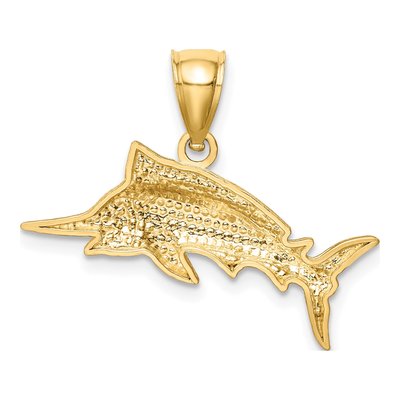 14K Yellow Gold Diamond-Cut Marlin Pendant – view 4