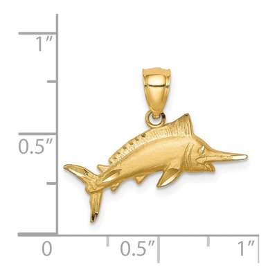 14K Yellow Gold Diamond-Cut Marlin Pendant – view 5