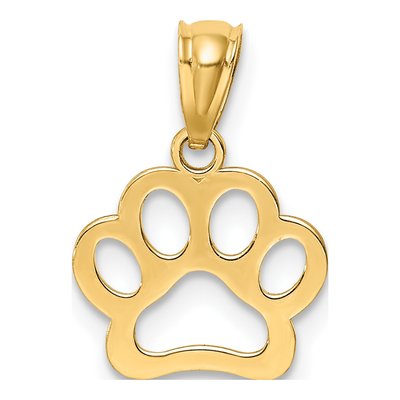 14K Yellow Gold Paw Print Pendant – view 4