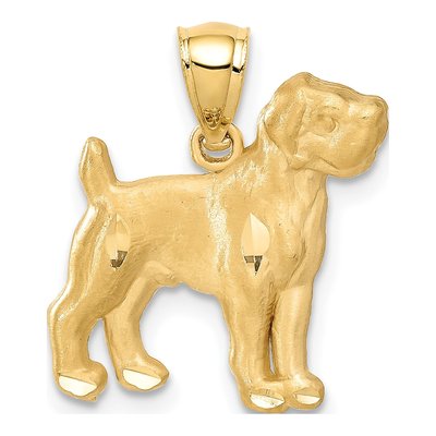 14K Yellow Gold Boxer Dog Pendant
