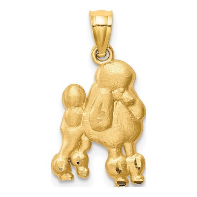 14K Yellow Gold Diamond-Cut Poodle Dog Pendant