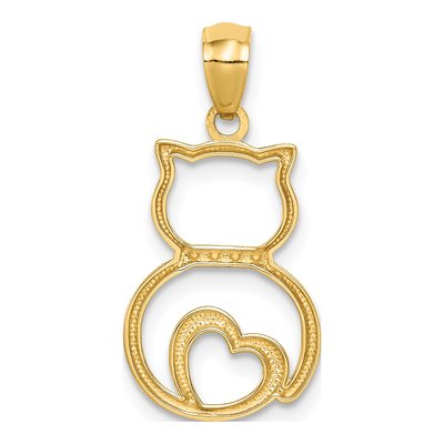 14K Yellow Gold Sitting Cat Pendant – view 4