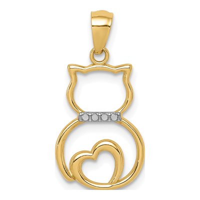 14K Yellow Gold Sitting Cat Pendant