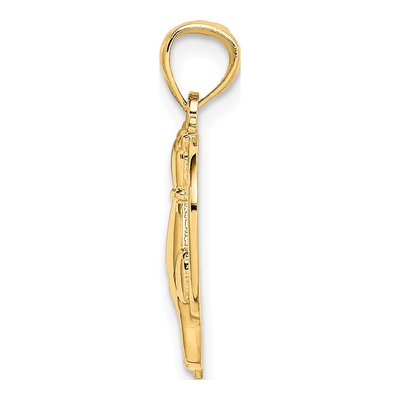 14K Yellow Gold Sitting Cats Heart Pendant – view 3