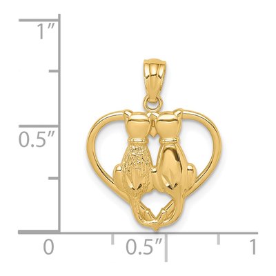 14K Yellow Gold Sitting Cats Heart Pendant – view 4