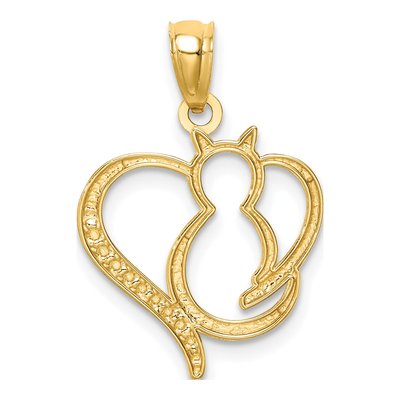 14K Yellow Gold Cat Heart Pendant – view 4