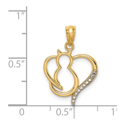 14K Yellow Gold Cat Heart Pendant – view 5
