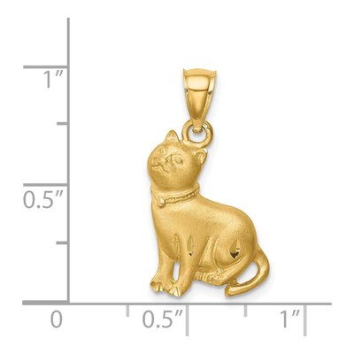 14K Yellow Gold Diamond-Cut Cat Pendant – view 3