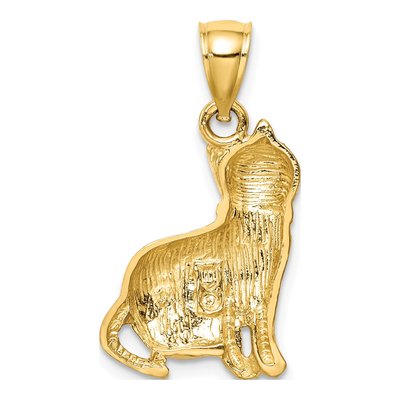 14K Yellow Gold Diamond-Cut Cat Pendant – view 4