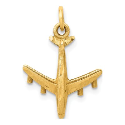 14K Yellow Gold 3-D Airplane Pendant