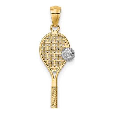 14K Yellow Gold Tennis Racquet Pendant
