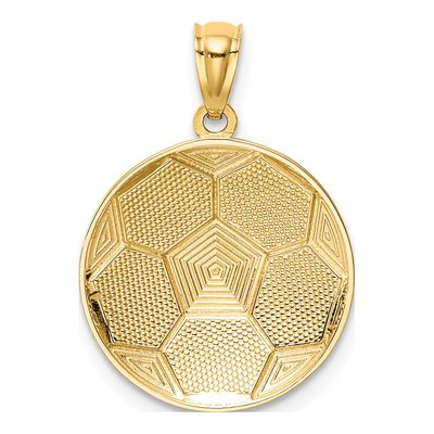 14K Yellow Gold Domed Soccer Ball Pendant – view 4