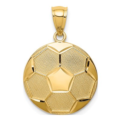14K Yellow Gold Domed Soccer Ball Pendant