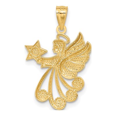 14K Yellow Gold Diamond-Cut Angel Star Charm – view 4