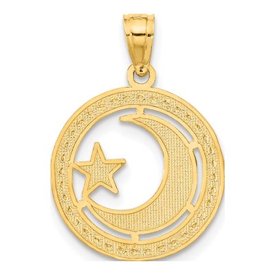 14K Yellow Gold Star Moon Pendant – view 4