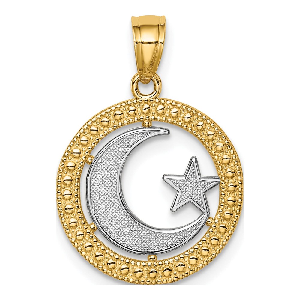 14K Yellow Gold Star Moon Pendant