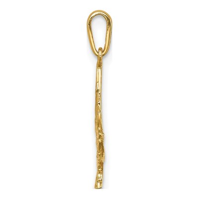 14K Yellow Gold Diamond-Cut Leaf Pendant – view 3