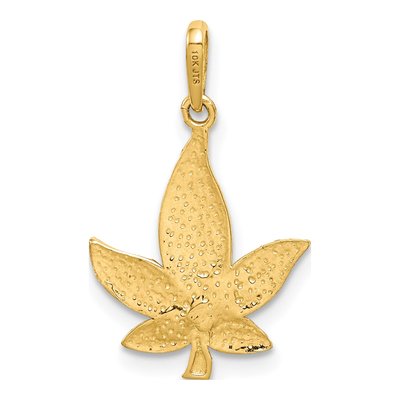 14K Yellow Gold Diamond-Cut Leaf Pendant – view 4