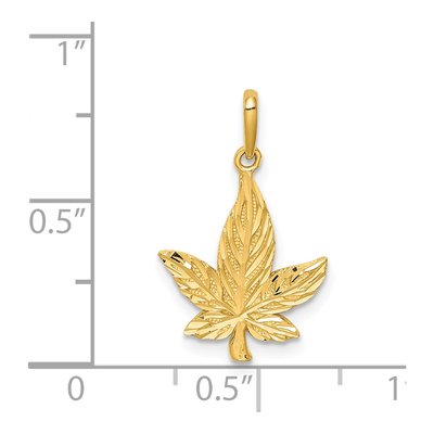 14K Yellow Gold Diamond-Cut Leaf Pendant – view 5