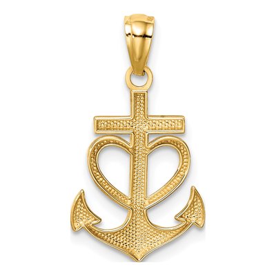14K Yellow Gold Anchor Pendant – view 4